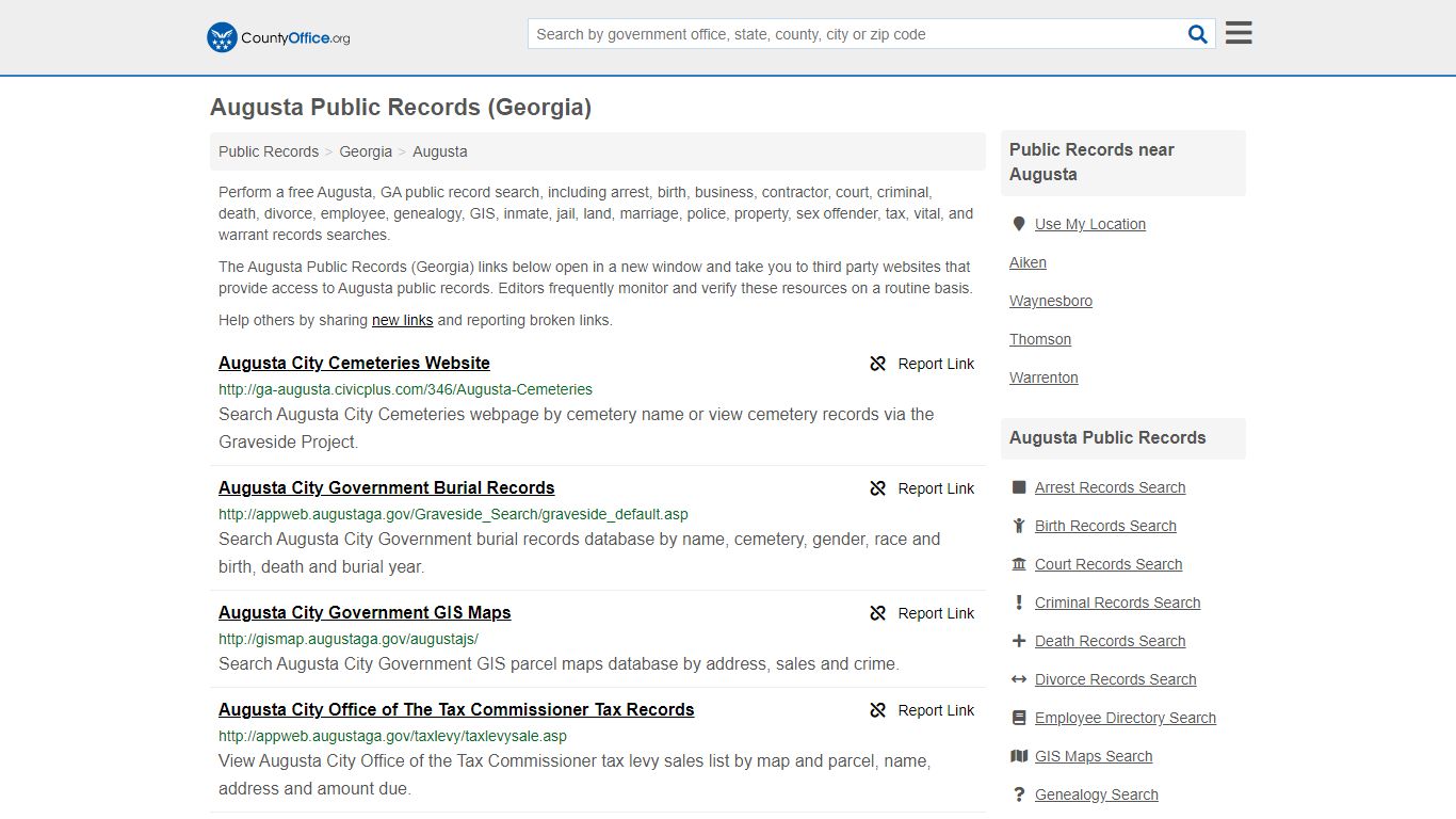 Public Records - Augusta, GA (Business, Criminal, GIS ...