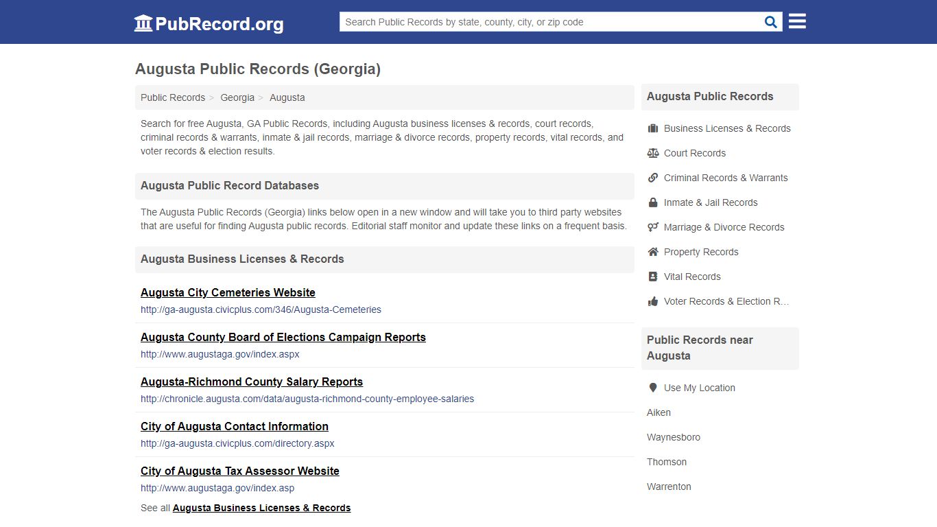 Free Augusta Public Records (Georgia Public Records)